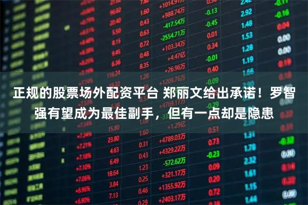 正规的股票场外配资平台 郑丽文给出承诺！罗智强有望成为最佳副手，但有一点却是隐患